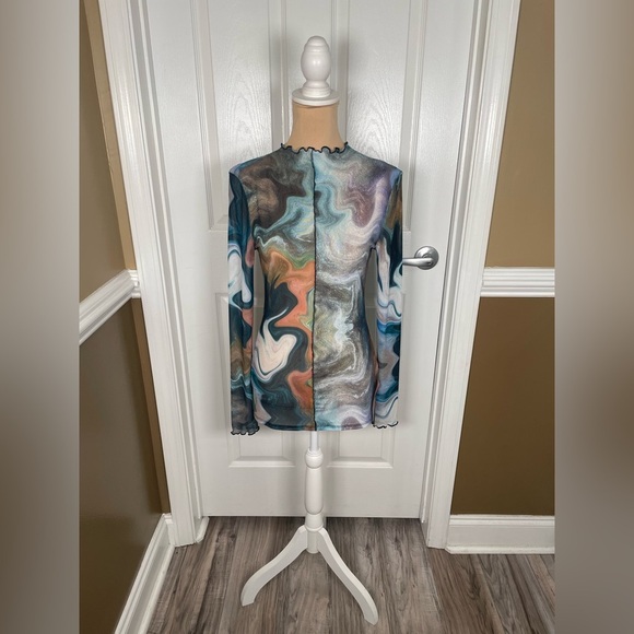 GILDED INTENT‎ | Sheer Marble Mesh Top | Size Medium - Picture 16 of 16